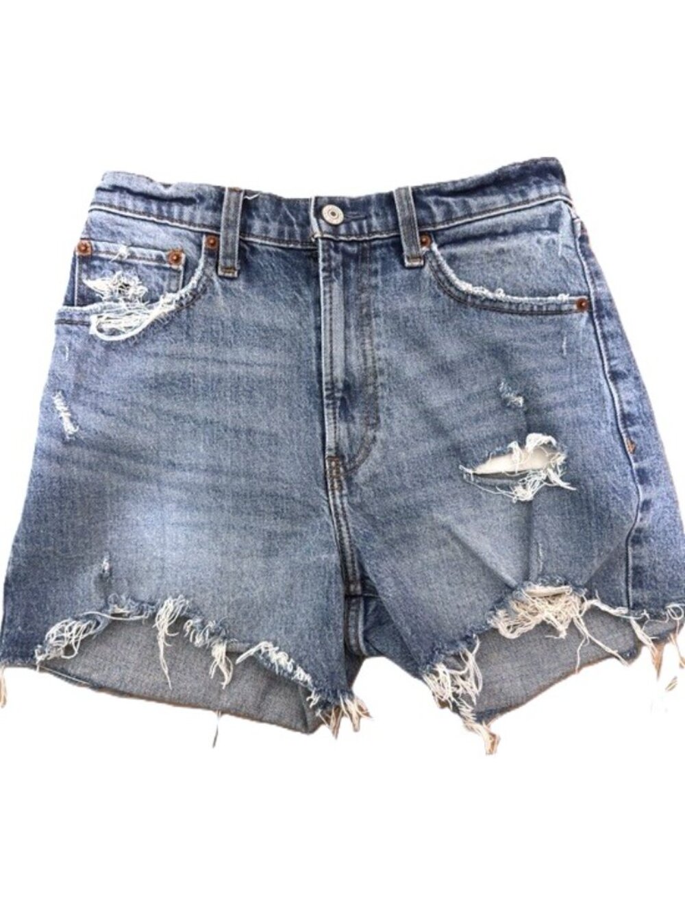 Abercrombie & Fitch High Rise 4" Denim Shorts Women's Size 26/2 Medium Wash